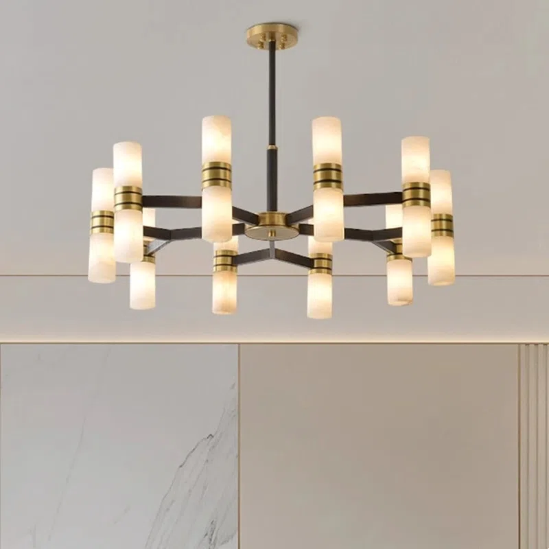 16-36 Heads Luxury Marble Copper Pendant Lamp in Copper and Marble, product photograph