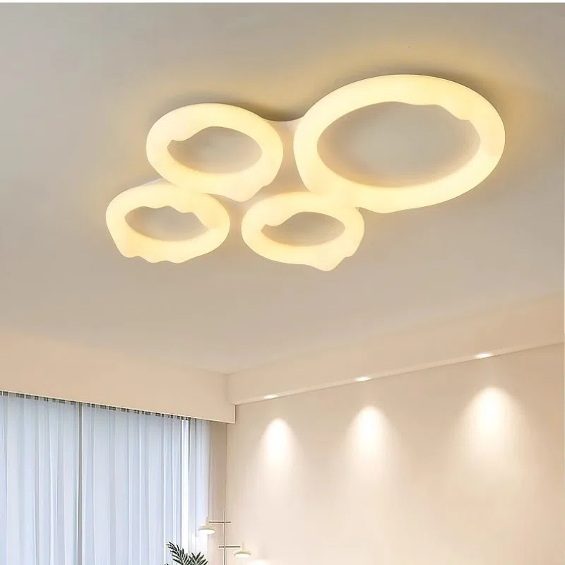 Matt White Iron Round Pendant Light in Iron and PE, product photograph