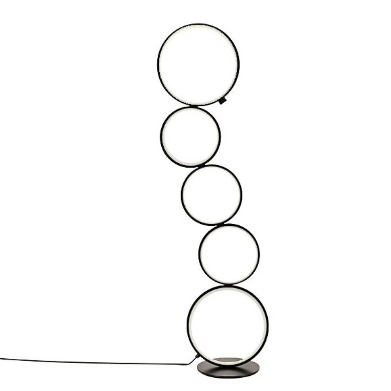 Multi-Ring black white LED Floor light in Iron and Aluminum and Silicone, product photograph