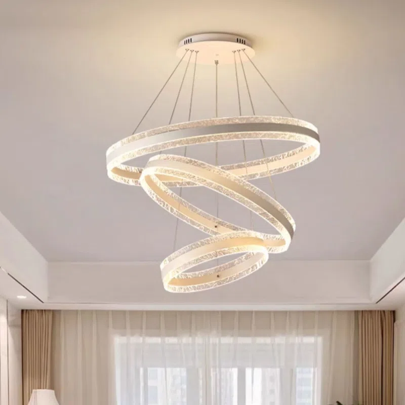 Acrylic Multiple Layers Ring Pendant Lamp in Aluminum Spray Paint and Acrylic, product photograph