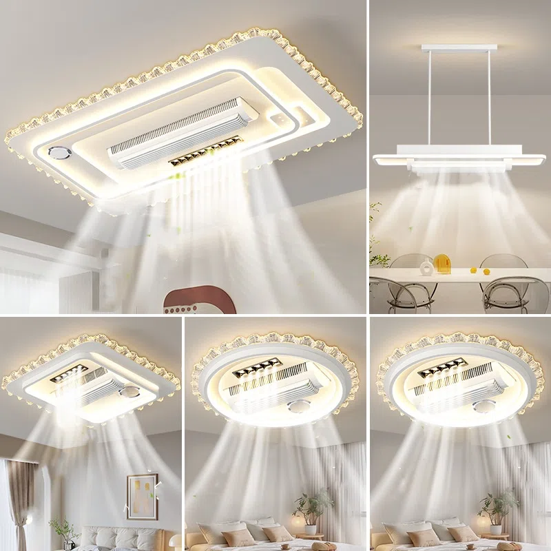 Mute Home Vaneless Ceiling Fan Light in Metal and PC and Acrylic, product photograph