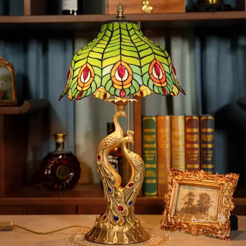 Pastoral Copper Art LED Table Lamp in Copper and Glass, product photograph