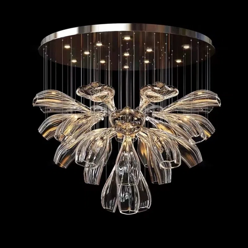 Petal Stainless Steel Glass Pendant Light in Stainless Steel and Glass, product photograph