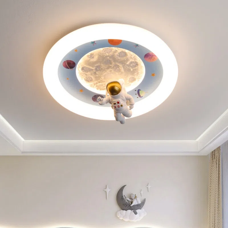 Pink Blue LED Flush Mount Ceiling Lamp in Iron and Resin and Plastic, product photograph