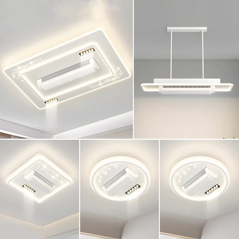 Round Rectangle Square Ceiling Fan Lamp in Metal and PC and Acrylic, product photograph