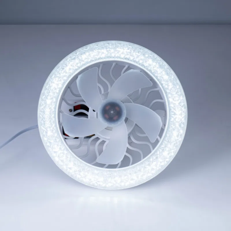 Remote Control Mini Ceiling Fan Light in Metal and PC and Acrylic, product photograph