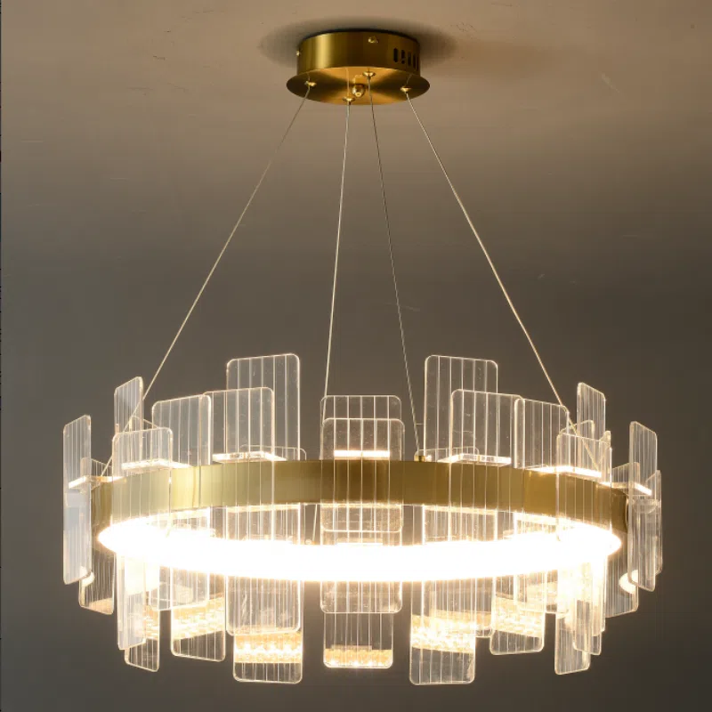 D100CM Ring Rectangular Acrylic Pendant Lamp in Aluminum, product photograph