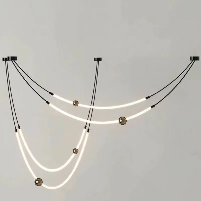 Silicone Iron Black White Pendant Light in Silicone and Iron, product photograph
