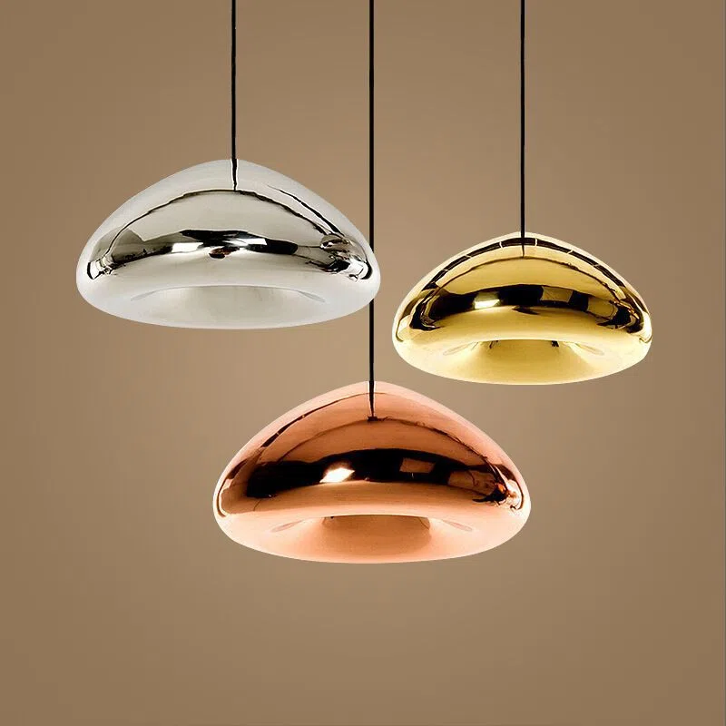 E27/E26 Gold Silver Gray Lava Glass Pendant Lamp in Iron and Glass, product photograph