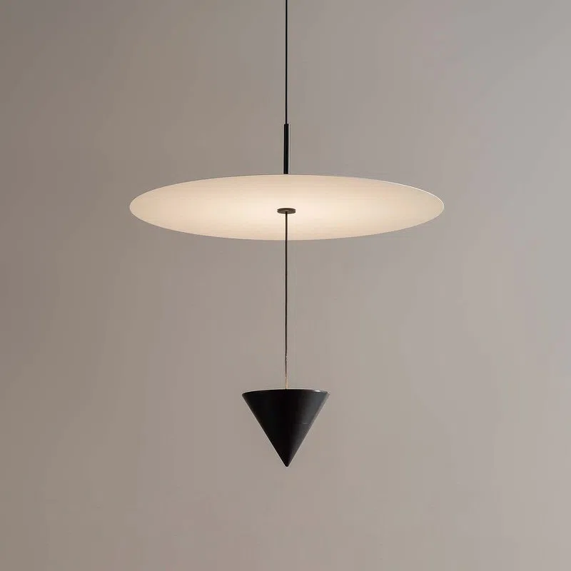 D40cm Suspension Linear Black LED Pendant Lamp in Hardware and Acrylic, product photograph