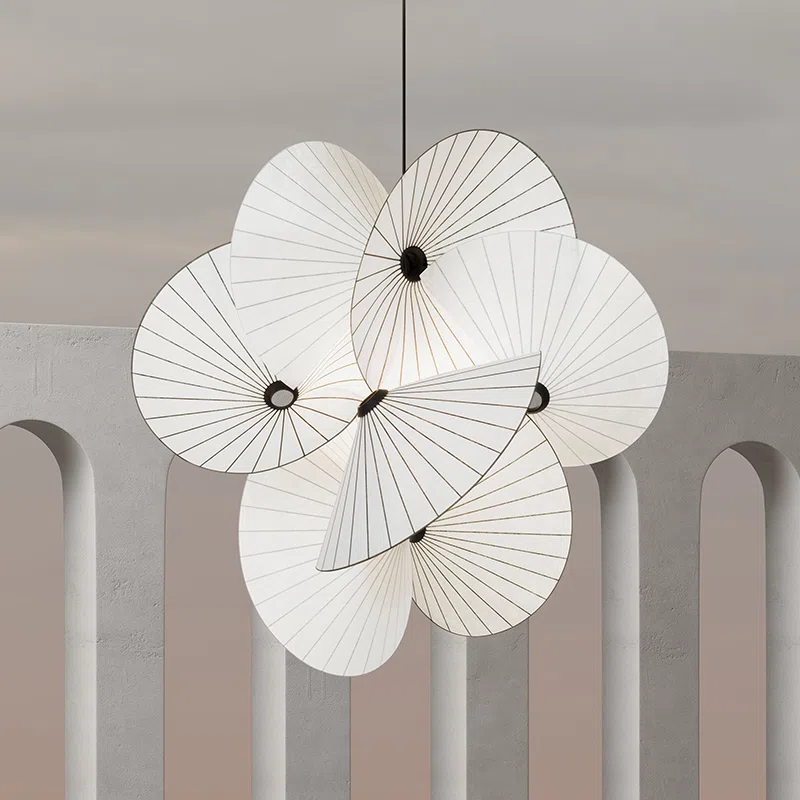 H60cm Umbrella Hardware Fabric Pendant Light in Hardware and Fabric, product photograph