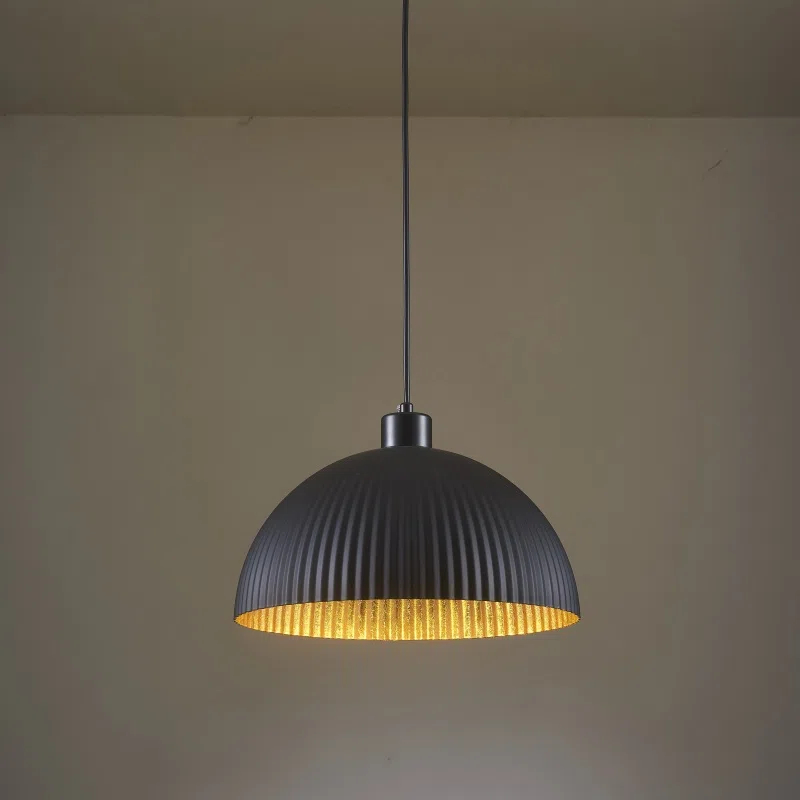 Vertical Striped Iron Black Pendant Lamp in Iron, product photograph