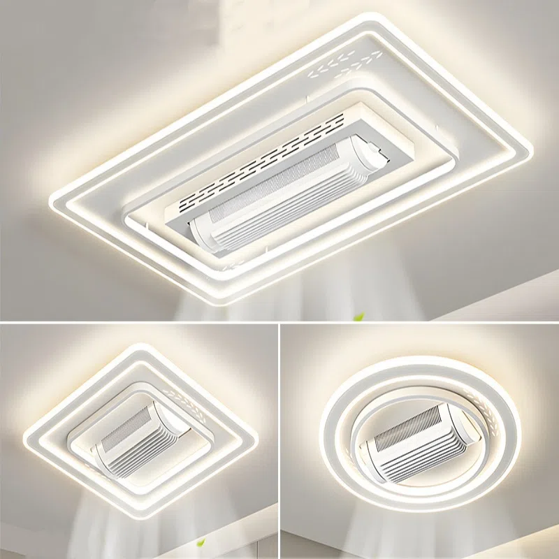 W65cm Leafless Ceiling Fan Lamp in Metal and PC and Acrylic, product photograph