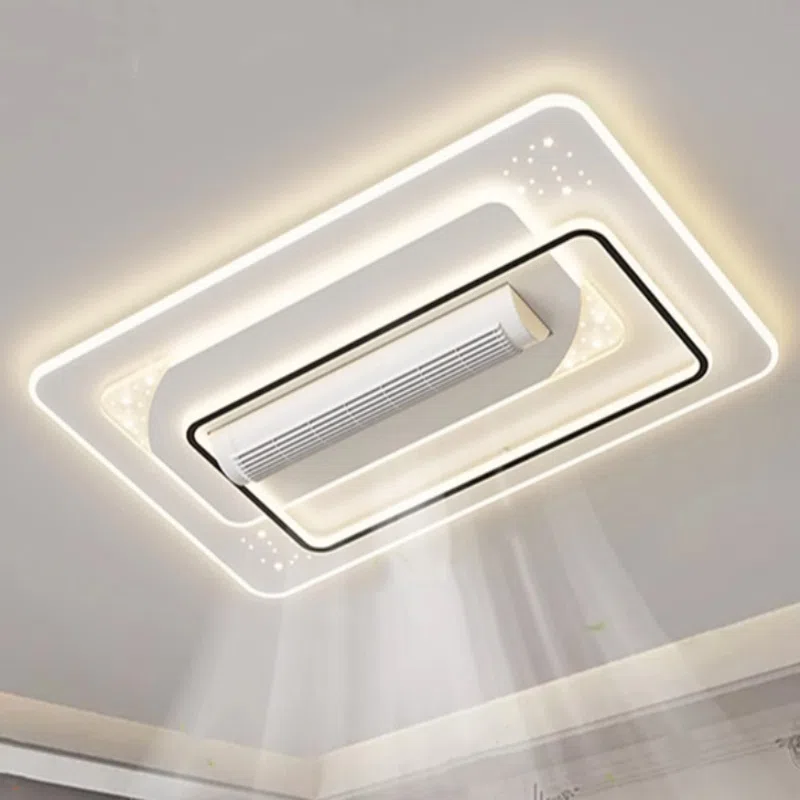 W68cm Leafless LED Ceiling Fan Light in Metal and PC and Acrylic, product photograph