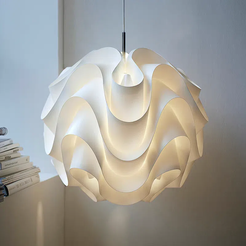 Wave Acrylic Pendant Light in Iron and Acrylic, product photograph