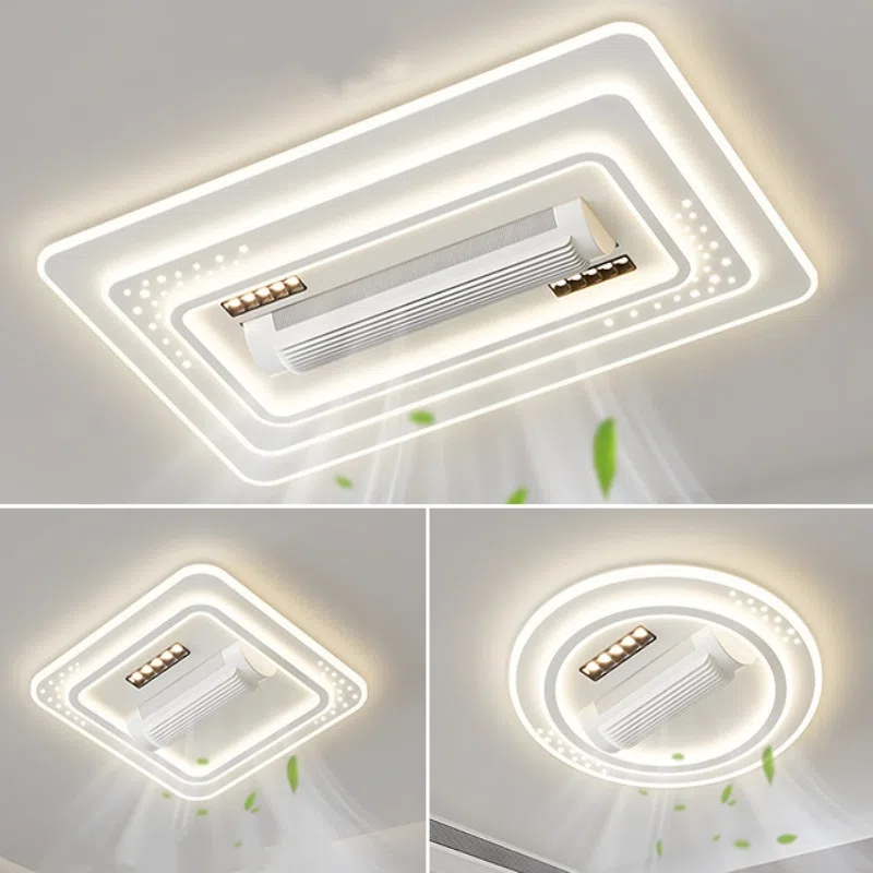 Metal White Bladeless Ceiling Fan Light in Metal and PC and Acrylic, product photograph