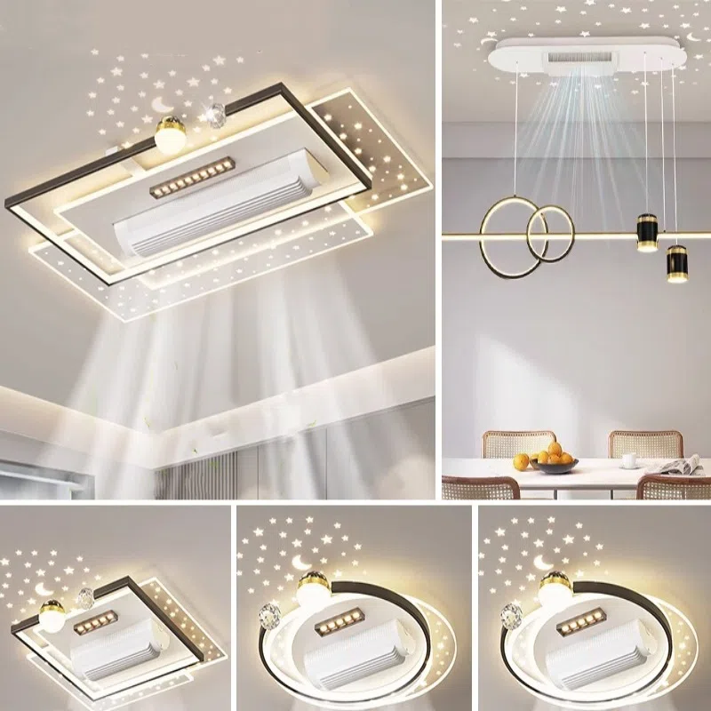 Natural Wind Bladeless Ceiling Fan Lamp in Metal and PC and Acrylic, product photograph
