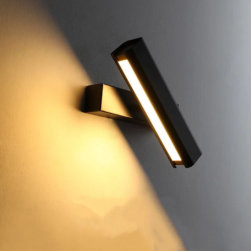 Wooden Rotatable Reading Wall Light in Aluminum and Wood, product photograph