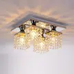 4 Heads Square Crystal Ceiling Light in Stainless Steel and Crystal, product photograph