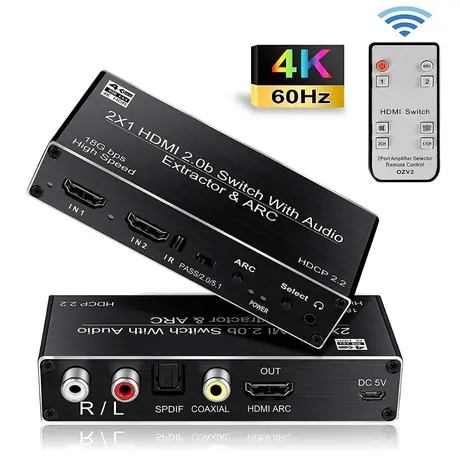 HDMI2.0 Switch 2 Ports 4K@60HZ ARC view 2