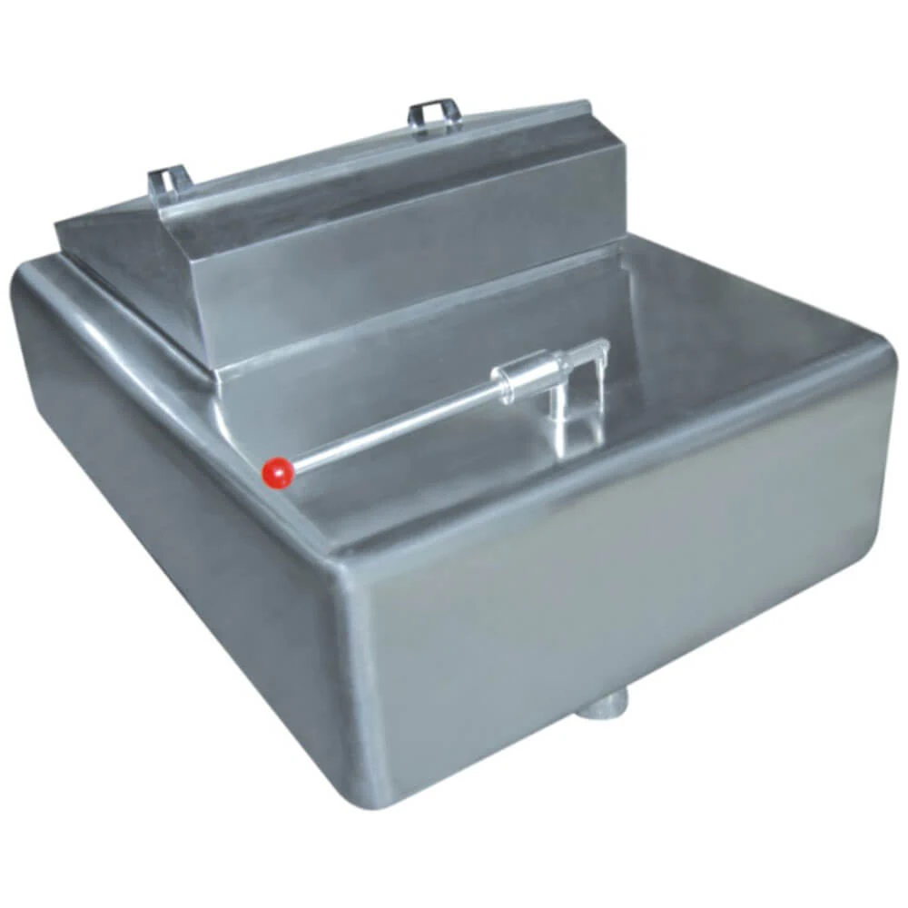 Stainless steel milk weighing tank at a collection point