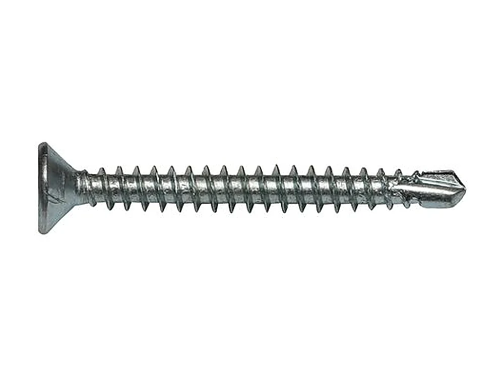Self-drilling drywall screw with Phillips bugle head and hardened drill tip