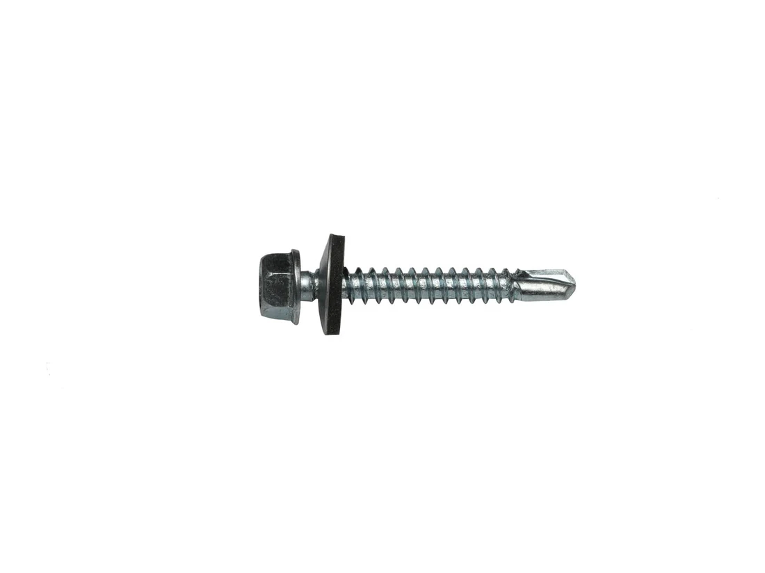 Zinc plated hex washer head self-drilling Tek screw with bonded washer