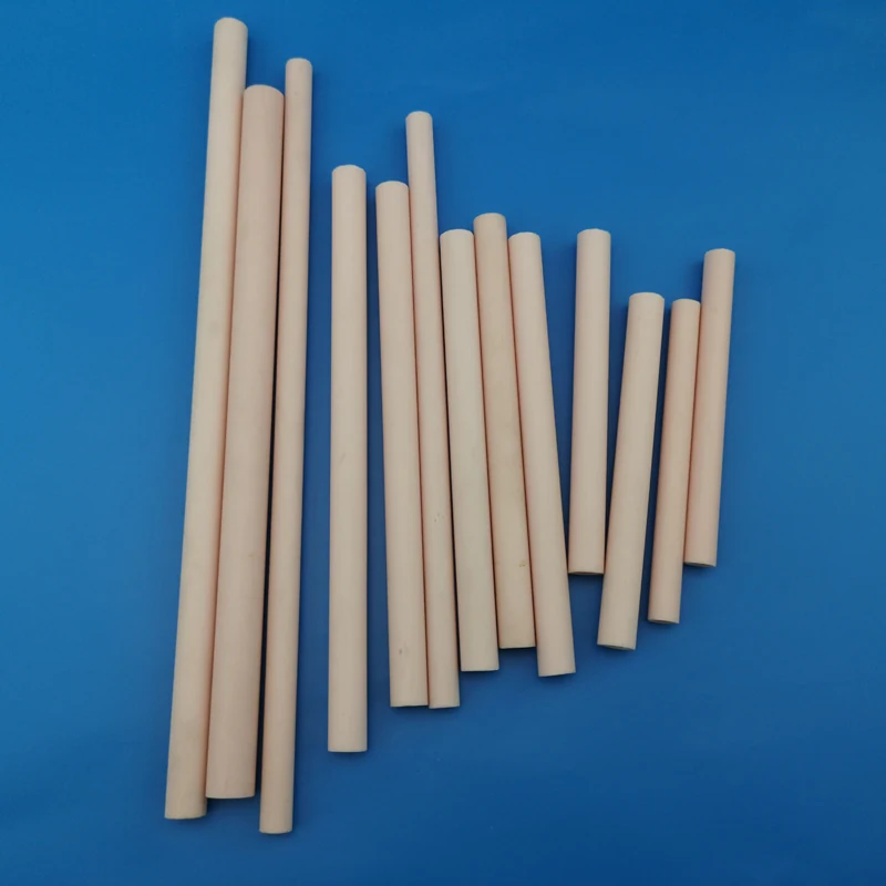 White and beige alumina ceramic tubes in several diameters and lengths