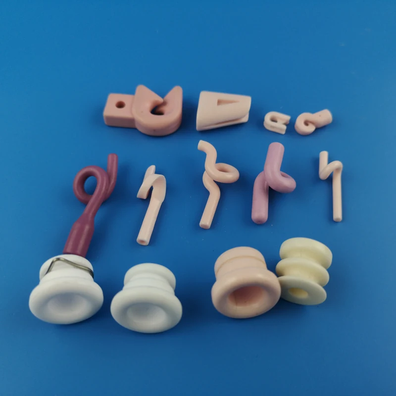 Pink and white alumina ceramic textile machinery accessories including yarn guides and eyelets