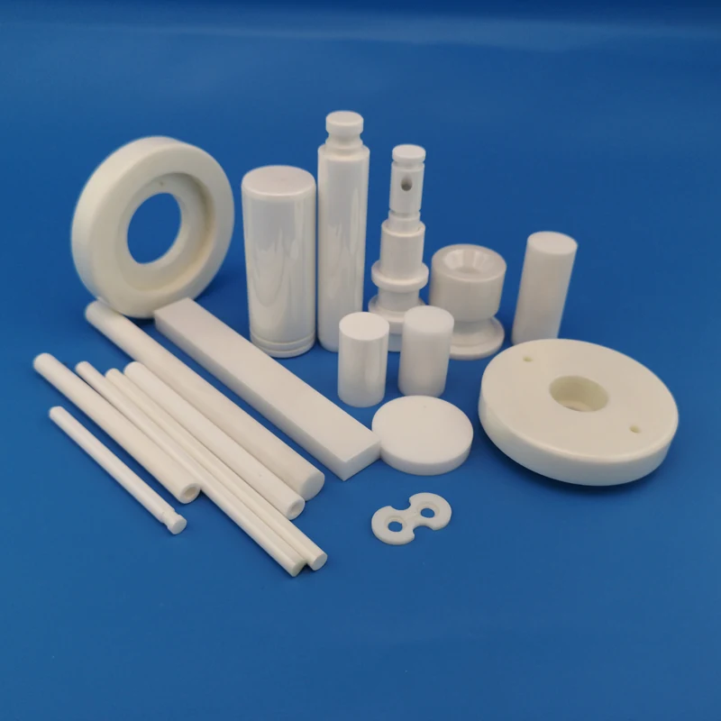 Wide arrangement of white zirconia ceramic structural parts including rings blocks rods and bushings