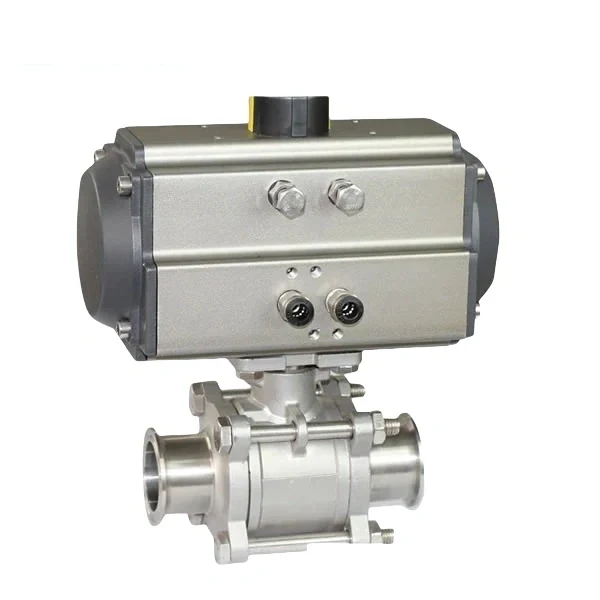 Sanitary 3-Piece Ball Valve with Pneumatic Actuator