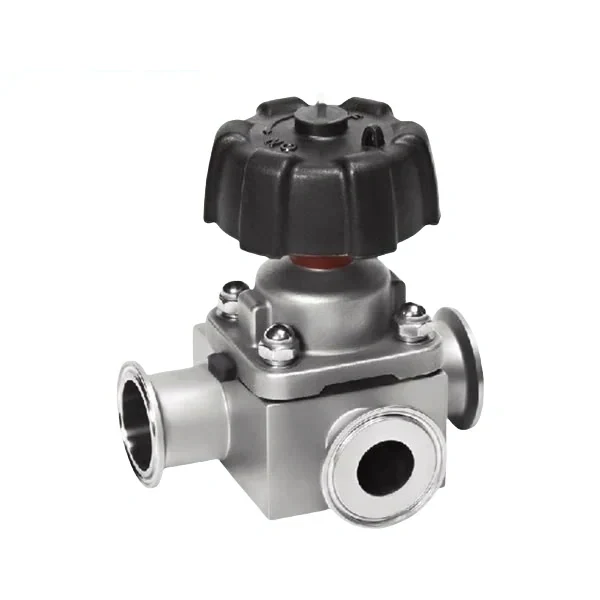 Stainless steel food grade manual T-type clamped forging diaphragm valve for hygienic flow control