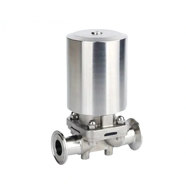 Stainless steel hygienic grade clamped pneumatic diaphragm valve with SS actuator for sanitary processing systems