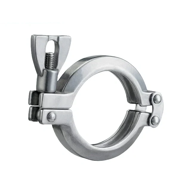 Heavy duty double pin clamp for stainless steel sanitary fittings