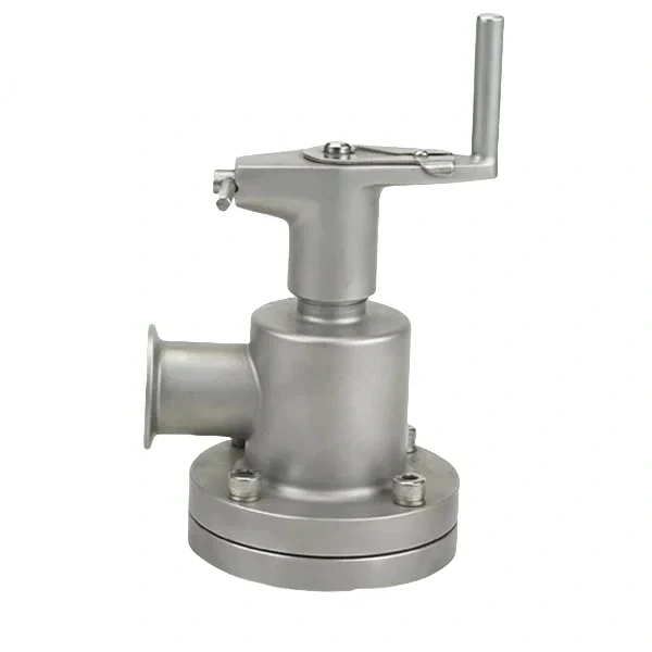 Manual stainless steel tank-bottom seat valve for hygienic food processing equipment