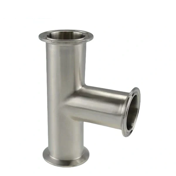 Stainless steel hygienic grade clamped equal tee for sanitary pipeline systems