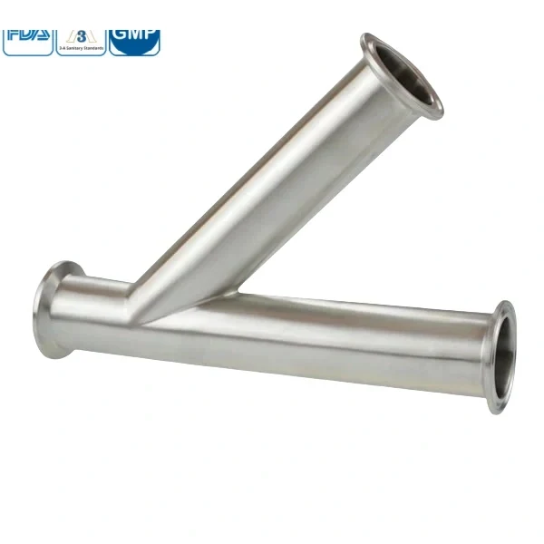 Stainless steel food equipment tri-clamped lateral Y tee for hygienic processing pipelines