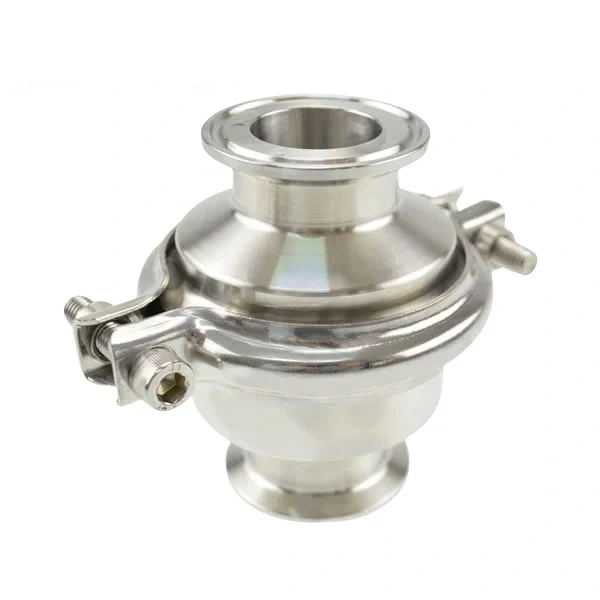 Stainless steel food processing clamped NRV check valve with middle-clamp connection for sanitary pipelines