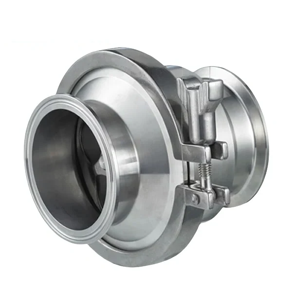 Stainless steel hygienic grade clamped NRV check valve with middle-clamp design for sanitary pipelines