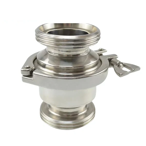 Stainless steel sanitary grade middle-clamp male threading NRV check valve for hygienic piping systems