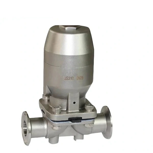 Stainless steel sanitary pneumatic tri-clamped diaphragm valve with compact mini actuator for hygienic applications
