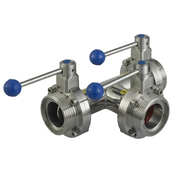 Stainless Steel 3-Way Threaded Butterfly Valve for Food Processing