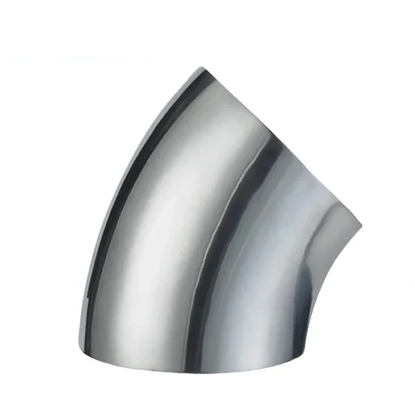 Stainless steel hygienic grade butt-weld short 45-degree bend for sanitary pipelines