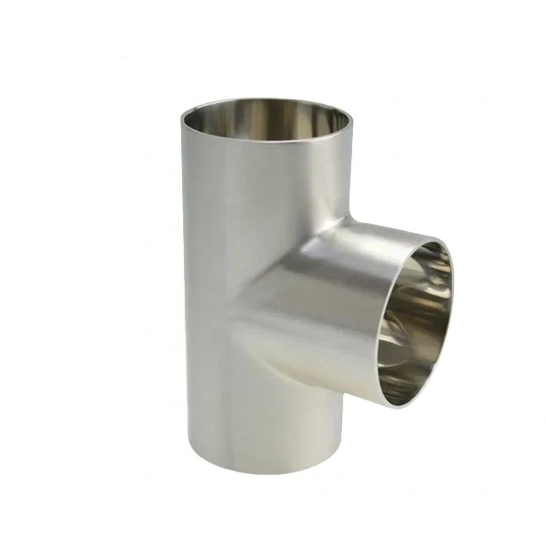 Stainless steel hygienic grade welded equal tee for sanitary processing pipelines