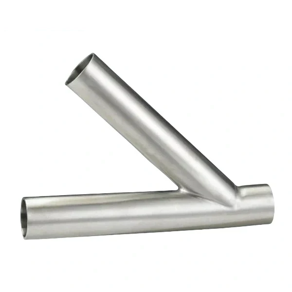 Stainless steel food grade welded lateral Y tee for hygienic processing pipelines