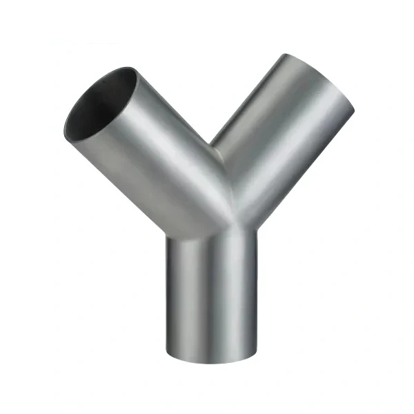 Stainless steel hygienic welded true Y tee for sanitary processing pipelines