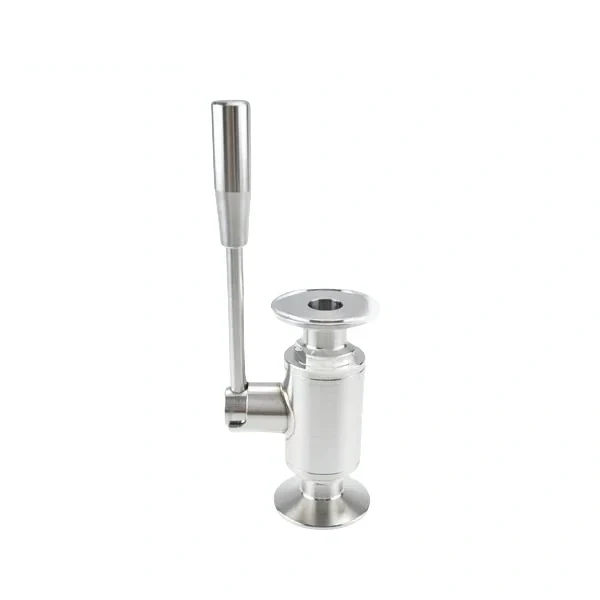 Sanitary stainless steel 2-way ball valve with tri-clamp connections for hygienic processing applications
