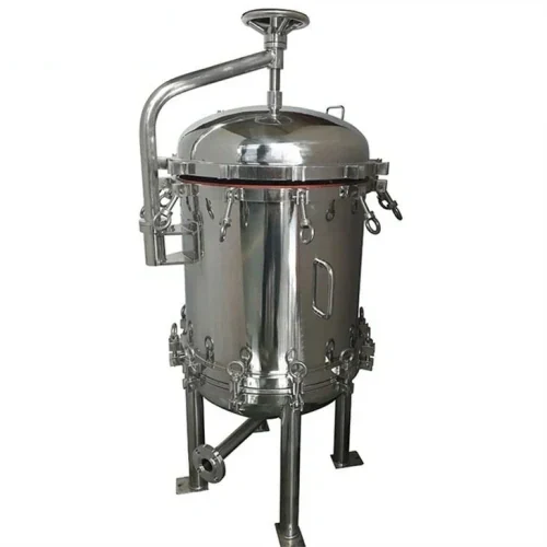 Stainless steel multi-cartridge filter housing for high-volume liquid filtration.