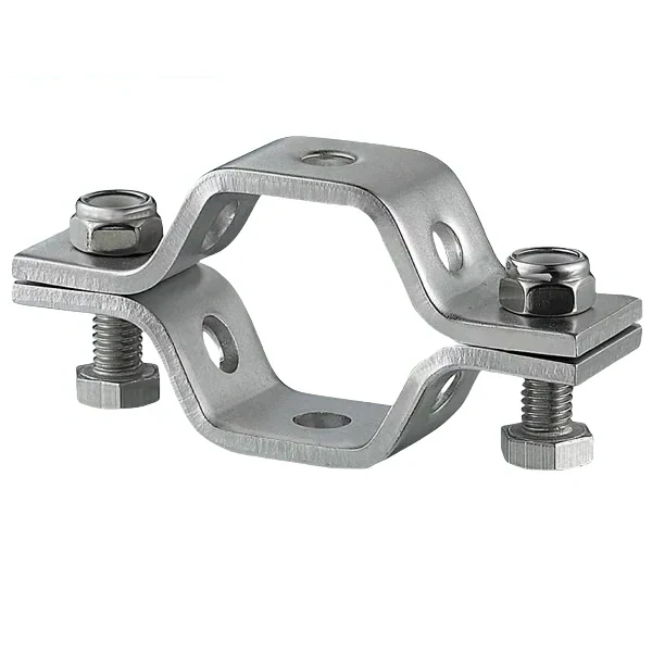 Heavy duty stainless steel sanitary hex pipe support with a hexagon base
