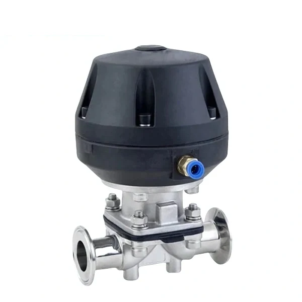 Stainless steel food processing tri-clamped aluminum pneumatic diaphragm valve